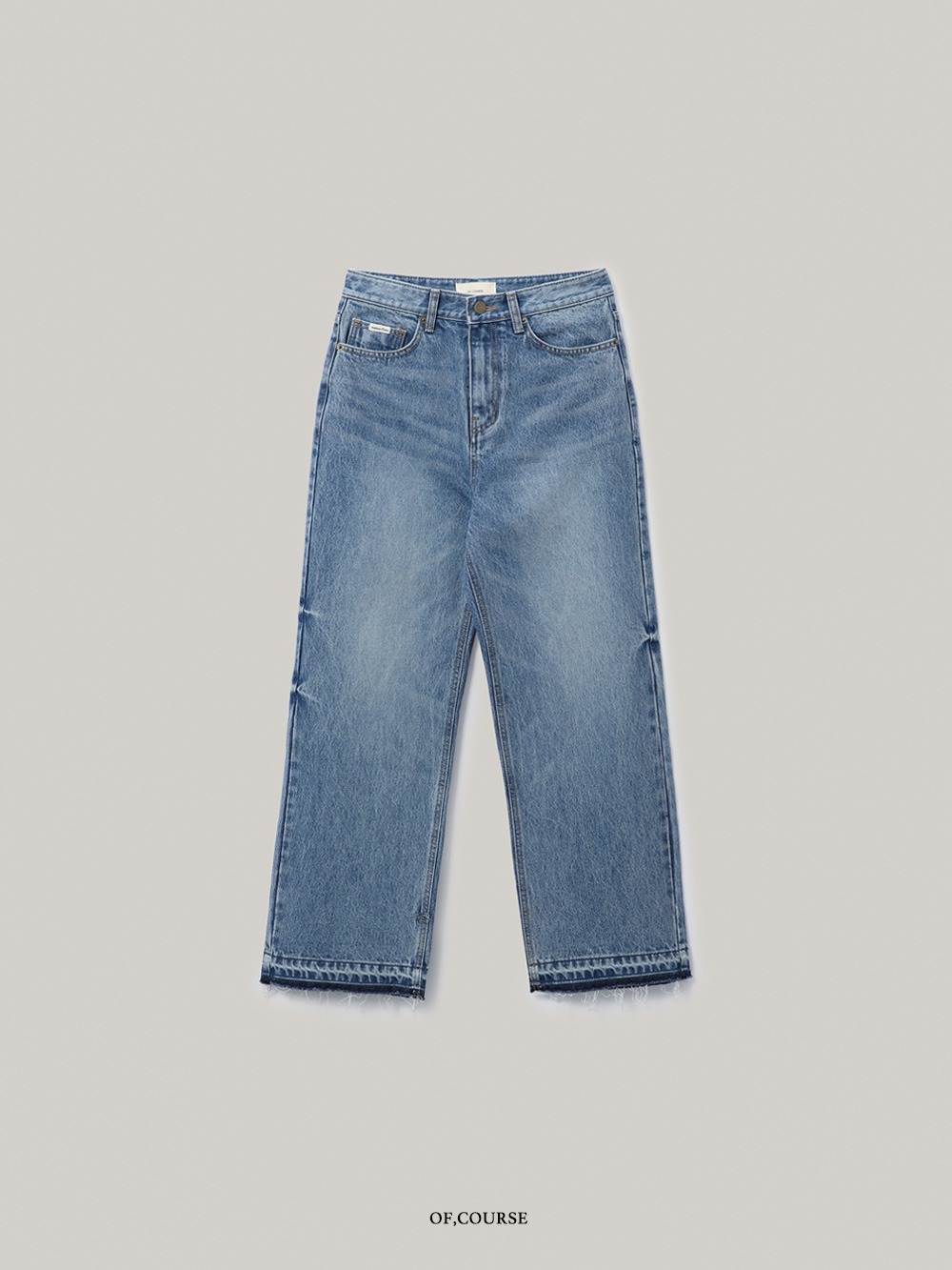 Hem Detailed Denim Pants (medium blue)