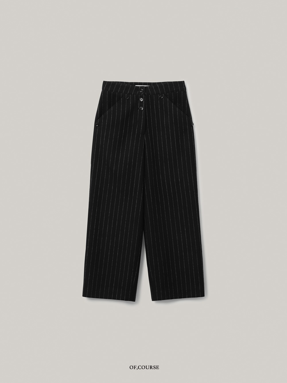 Button Stripe Pants (black)