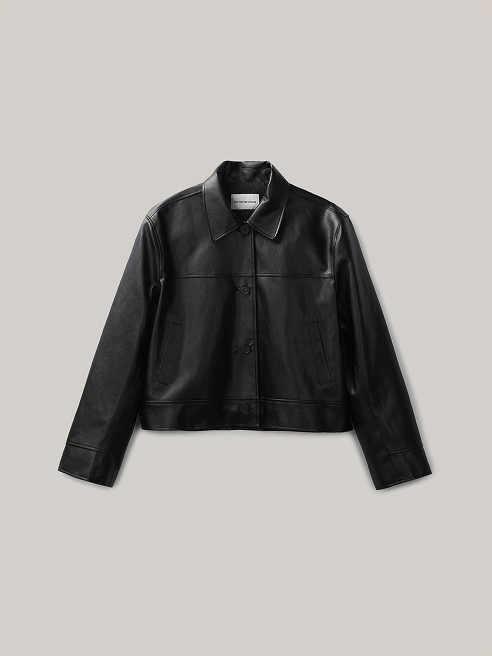 Collar Leather Jacket (black)
