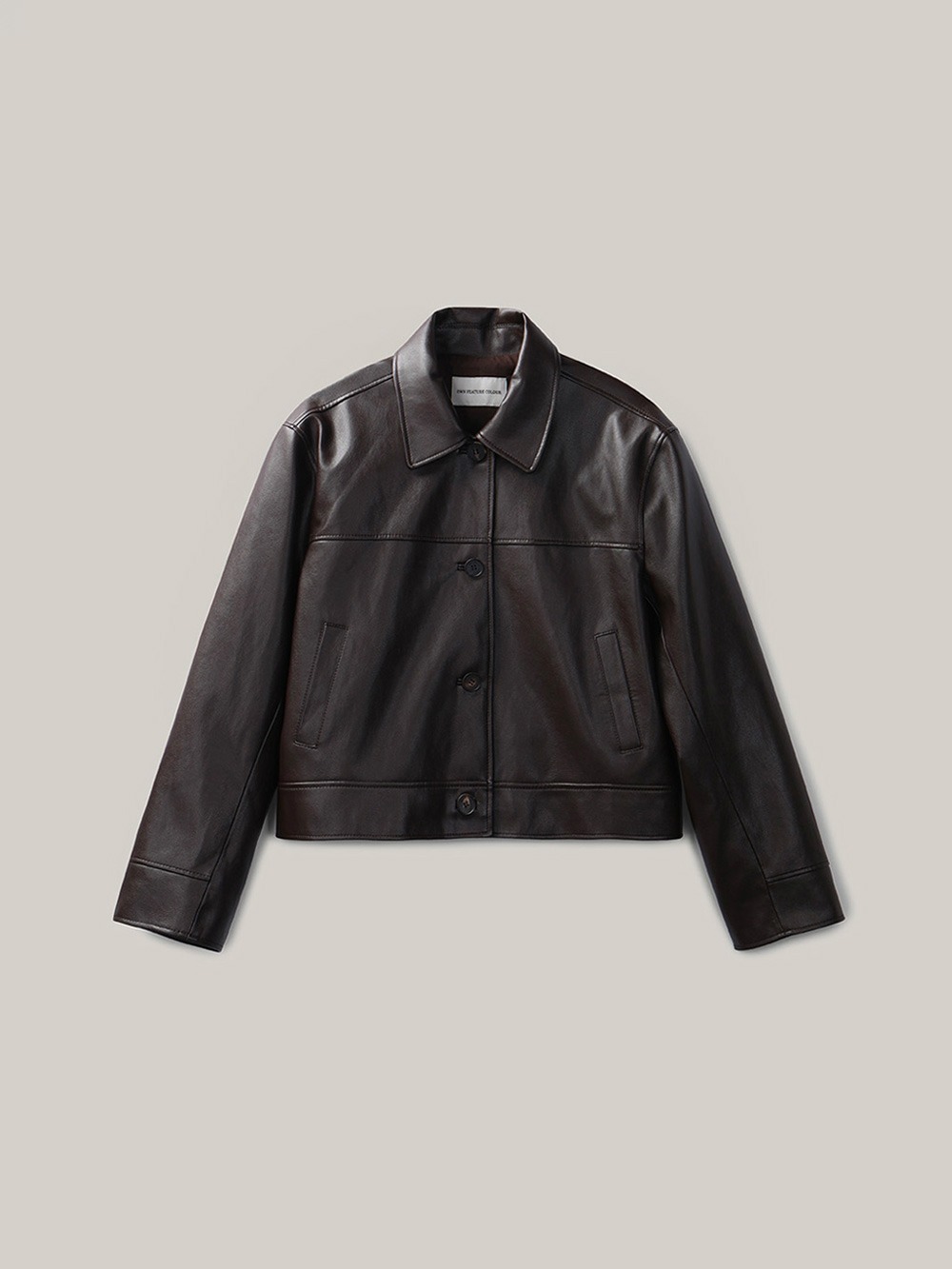 Collar Leather Jacket (dark brown)