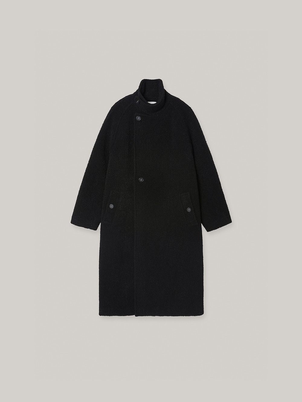 Boucle High Neck Coat (black)