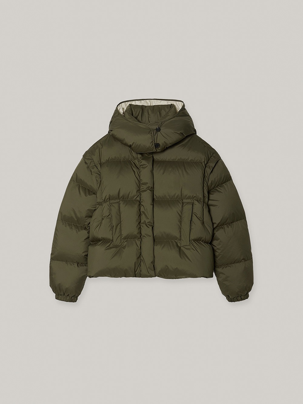 Detachable Short Puffer Jacket (khaki)